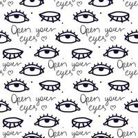 eye pattern in retro style, Abstract seamless pattern vector