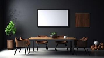 office interior with table meeting, for your advertising in abstract exhibition 3D rendering, mock up created by AI photo