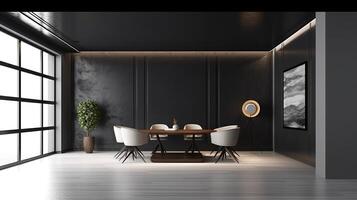 office interior with table meeting, for your advertising in abstract exhibition 3D rendering, mock up created by AI photo