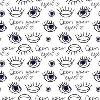 eye pattern in retro style, Abstract seamless pattern vector