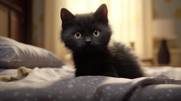 cat black Generative AI photo