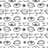 eye pattern in retro style, Abstract seamless pattern vector