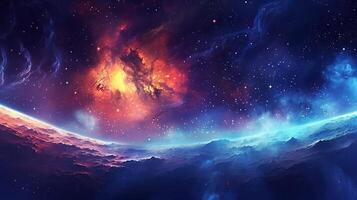 3d abstract space sky with stars and nebula Background photo