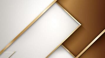 Elegant white overlap brown shade background with line golden elements photo