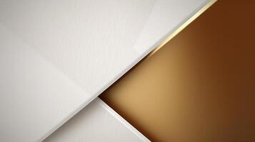 Elegant white overlap brown shade background with line golden elements photo