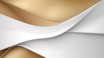 Elegant white overlap brown shade background with line golden elements photo