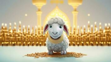 Eid ul Adha 3d Celebration Background With Goat photo