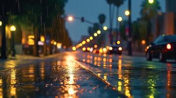 car blurred lamp lens background with water rain photo