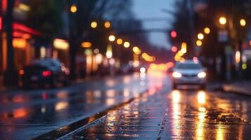 car blurred lamp lens background with water rain photo