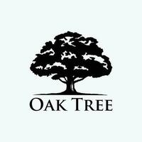 Oak Tree Silhouette Monochrome Vector Art Isolated Illustration