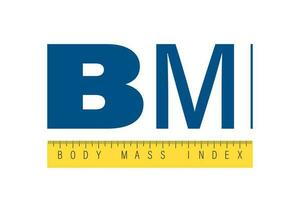 bmi clasificación medición logo concepto. cuerpo masa índice nivel monograma con gobernante. persona diferente pesos nivel desde exceso de peso a bajo peso logotipo vector eps símbolo