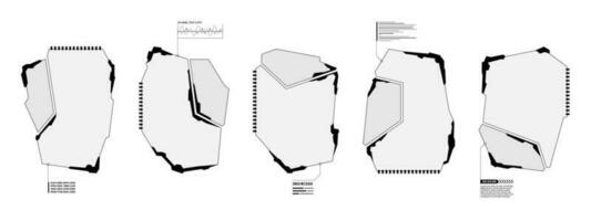 HUD digital futuristic user interface frame set. Sci Fi high tech callout screens. UX UI gaming menu touching cyber monitoring dashboard panels. Head-up display FUI or GUI empty menu vector windows