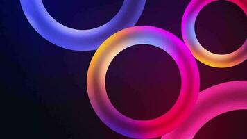 Glowing Abstract Rings Wallpaper Background. Glowing neon circle shapes animation, abstract pattern of circles with the effect of displacement. video