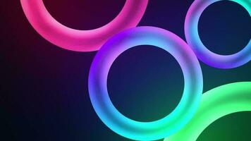 Glowing Abstract Rings Wallpaper Background. Glowing neon circle shapes animation, abstract pattern of circles with the effect of displacement. video