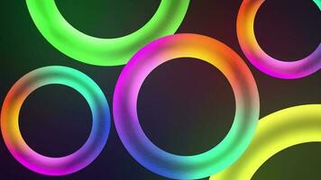 Glowing Abstract Rings Wallpaper Background. Glowing neon circle shapes animation, abstract pattern of circles with the effect of displacement. video