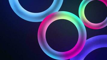 Glowing Abstract Rings Wallpaper Background. Glowing neon circle shapes animation, abstract pattern of circles with the effect of displacement. video