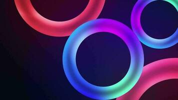 Glowing Abstract Rings Wallpaper Background. Glowing neon circle shapes animation, abstract pattern of circles with the effect of displacement. video