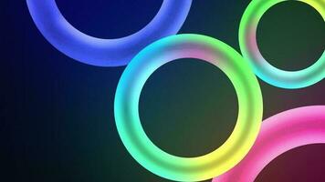 Glowing Abstract Rings Wallpaper Background. Glowing neon circle shapes animation, abstract pattern of circles with the effect of displacement. video