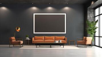 office interior with table meeting, for your advertising in abstract exhibition 3D rendering, mock up created by AI photo