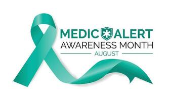 Medic Alert Awareness Month August . Celebration in United States. Poster, greeting card, banner and background design. vector