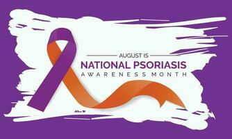 psoriasis conciencia mes observado en agosto. póster y bandera diseño modelo. vector