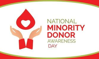 National minority donor awareness week. Two hands and a drop of blood on a white background. Banner, poster, card for social media Vector illustration.