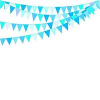 The sweet and beautiful blue tone color of garland, bunting flags. Banner background. Baby boy, father, mother, party, summer, greeting, party, birthday, Argentina, Israel, Honduras, Oktoberfest. vector