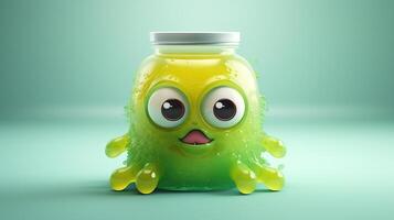 Photo cute baby monster made liquid jelly