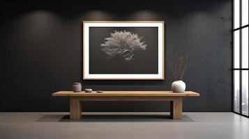 office interior with table meeting, for your advertising in abstract exhibition 3D rendering, mock up created by AI photo