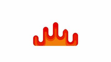 Flat fire icon animation with isolated background.Hot symbol concept.Flame animated element video