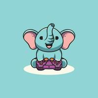 Cute elephant playing game cartoon illustration vector