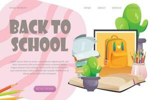 Back to school landing page template vector