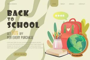 Back to school landing page template vector