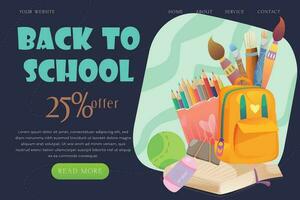 Back to school landing page template vector