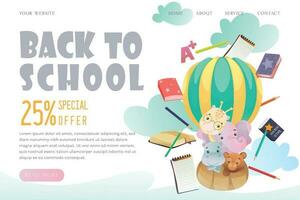 Back to school landing page template vector