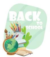 Back to School Illustration School Supplies Set Post Template vector