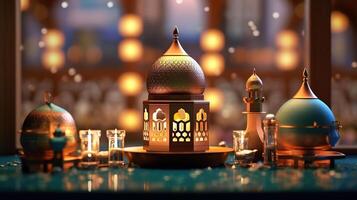 illustration of amazing architecture design of muslim mosque ramadan concept AI photo