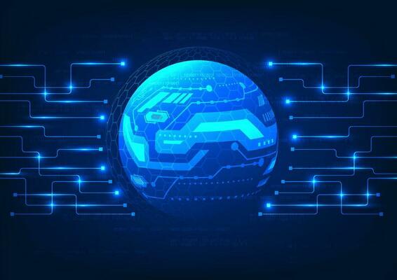 Technology circle background with a circuit board as a component represents a connection to smart technology that collects data processes it and transmits it as a technology that helps businesses grow