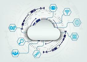 inteligente nube tecnología con tecnología circulo antecedentes con un inteligente datos conexión. por coleccionar datos mediante el sistema y atractivo datos para utilizar o compartiendo importante información vector