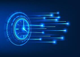 Time technology with technology circle with beam forward The concept of rapid development of technology results in the economy. people's well-being The world's business is growing rapidly. vector