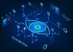 ojo tecnología con inteligente tecnología se refiere a mirando para defectos en negocio o trabajando industrias por utilizando inteligente tecnología a resolver problemas rápidamente. superior a su contrapartes en negocio vector