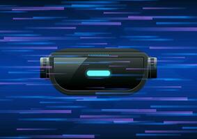 VR technology It's the technology that made it into the Metaverse, a virtual reality simulation. Used in the gaming industry Vector Glasses VR technology background is highlighted in dark blue tones.