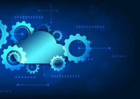 Cloud technology with gears A concept cloud technology that gradually drives the progress of the business that is used to send important information to customers and still be safe. abstract background vector