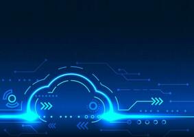 Technology cloud with technology circuit board The concept of sending data into the cloud system is a technology for storing important data and sharing it with business partners. Use Elements. vector