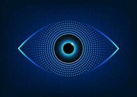 Eye technology abstract background Technology helps to quickly find information or conduct business through the Internet. Dark blue eyes with a blue gradient spot background. to look modern vector