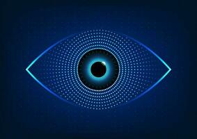 Eye technology abstract background Technology helps to quickly find information or conduct business through the Internet. Dark blue eyes with a blue gradient spot background. to look modern vector