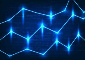 tecnología valores gráfico con brillante líneas y corriendo numérico código. el antecedentes exuda un futurista ambiente con sus azul tono. un visual representación de tecnología en finanzas. vector