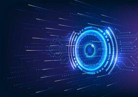 Glowing technology circles and circuits on a digital backdrop, symbolizing the export of large-scale tech data through high-speed internet transmission. vector