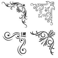 Vector illustration of decorative corner frame set. Set Hand Draw of Corners Different Shapes Flower Decoration Vector Design Doodle Sketch Style For Wedding And Banner