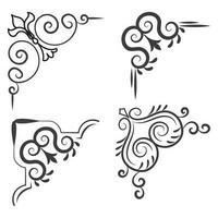 Vector illustration of decorative corner frame set. Set Hand Draw of Corners Different Shapes Flower Decoration Vector Design Doodle Sketch Style For Wedding And Banner